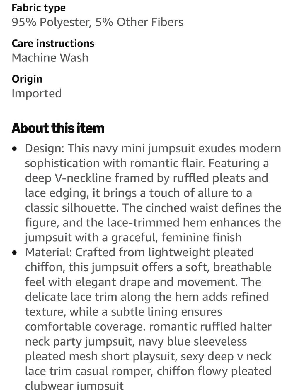 Navy Ruffle-Trim romper - Picture 4 of 5